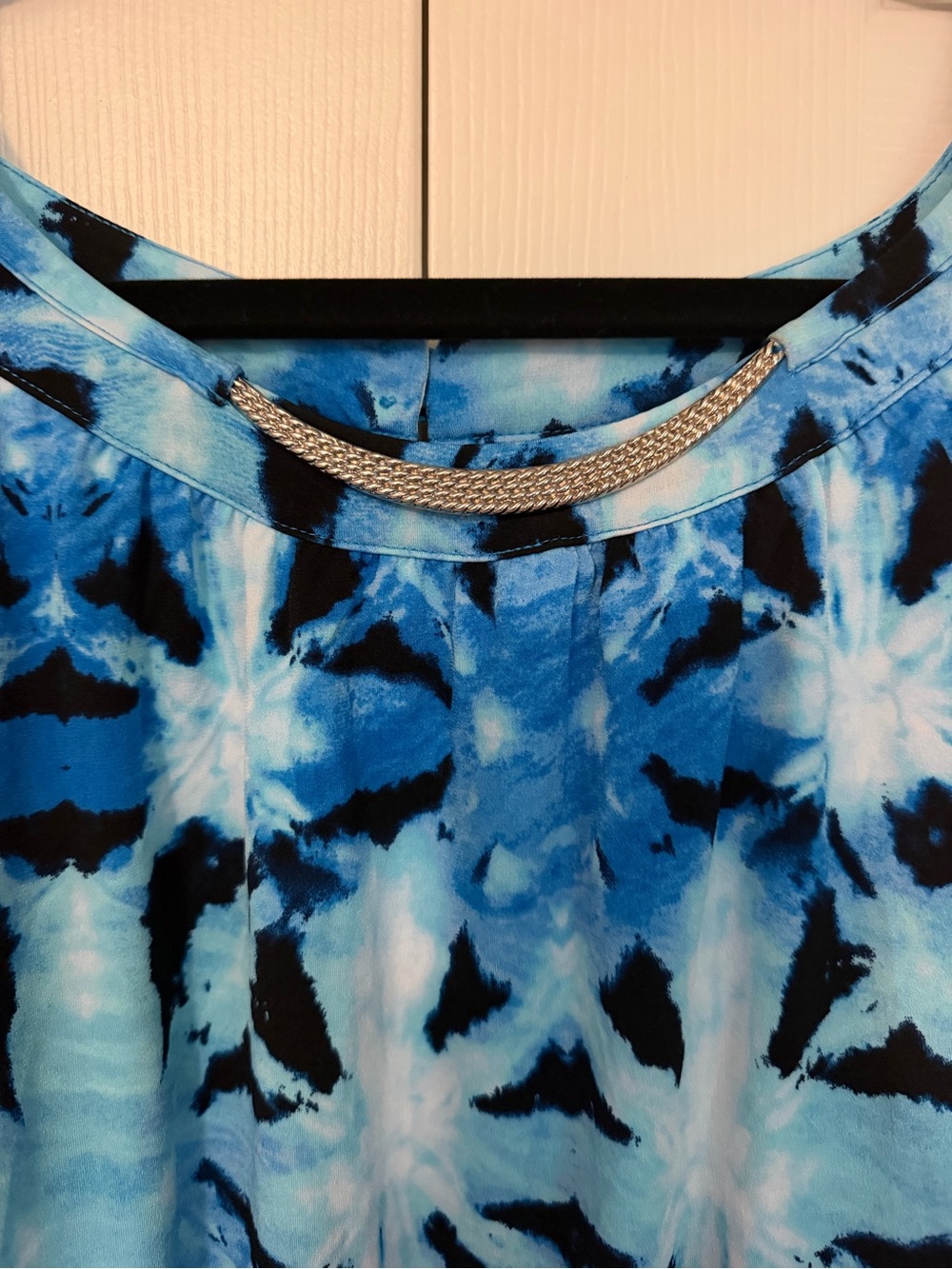 Style & Co. Tie Dye Splash Maxi Dress XL Blue Black Silver Neckline NWT - Picture 4 of 5